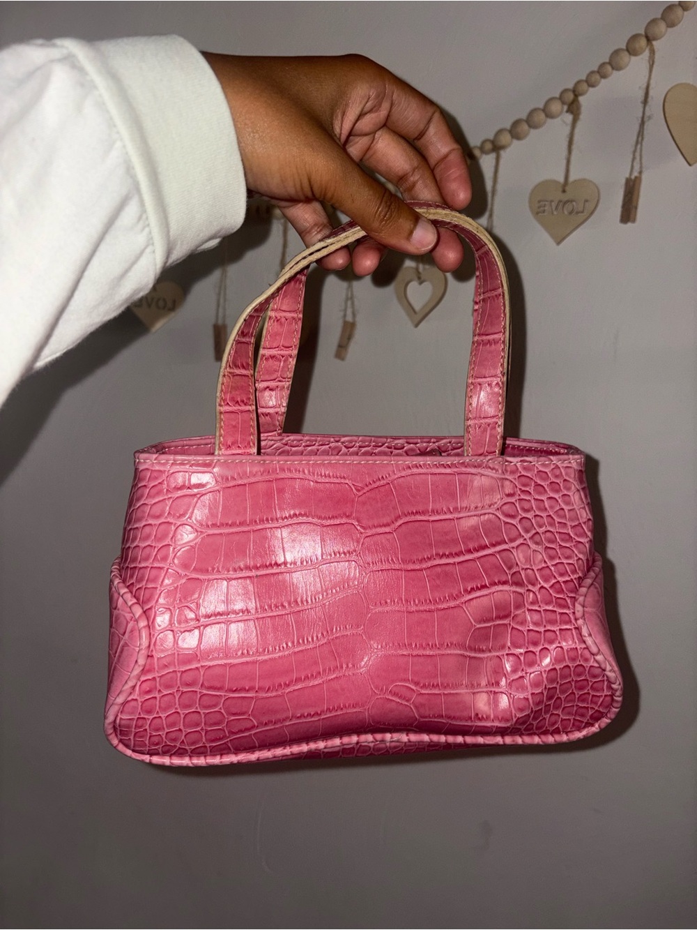 Vintage Tommy Hilfiger Pink Croc Embossed Mini Tote 🎀